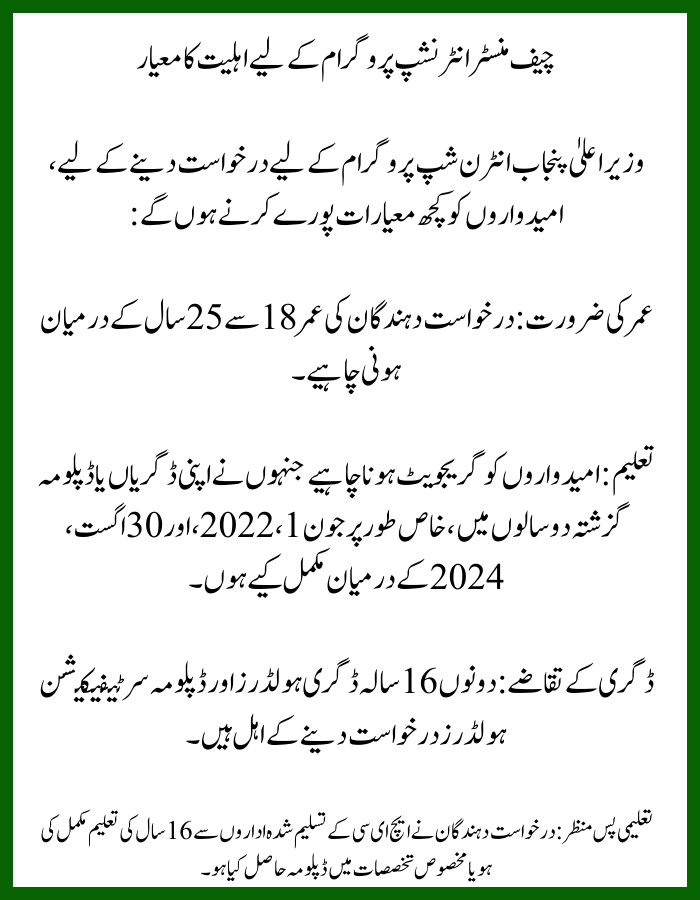 CM Punjab 25000 Internship Program 1